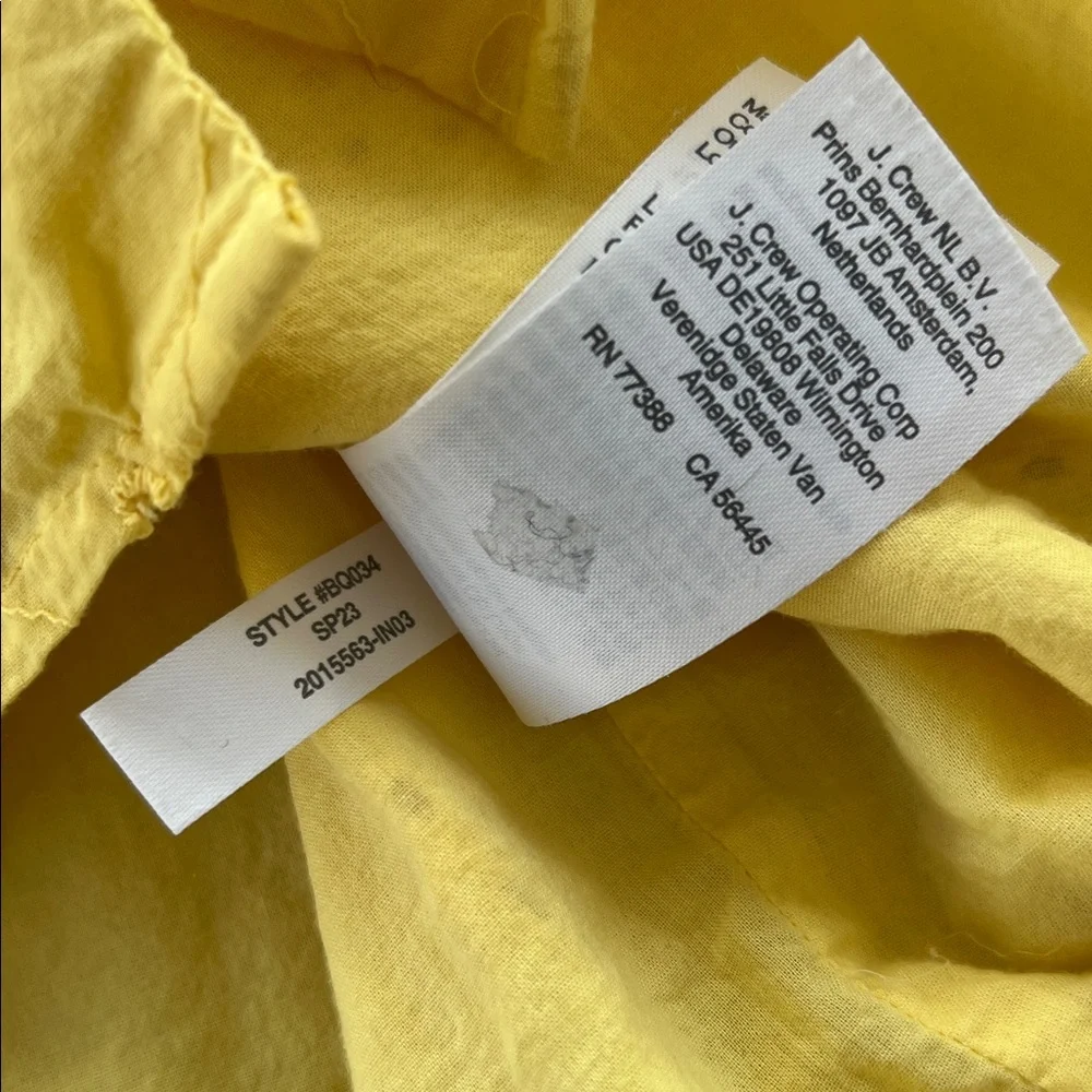 J. CREW yellow puff short sleeve eyelet button up cotton lined V-neck blouse L - Picture 7 of 10